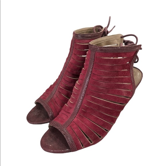 Rialto Shoes - Rialto Women’s Maroon High Heels Strappy Tie Back 8